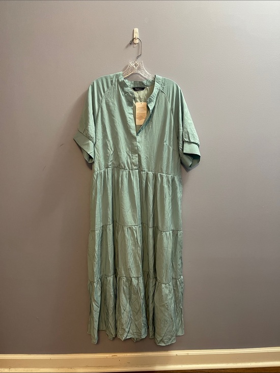 Dowerme Dresses & Skirts - Light Sage Green Tiered Maxi Dress with V-Neck